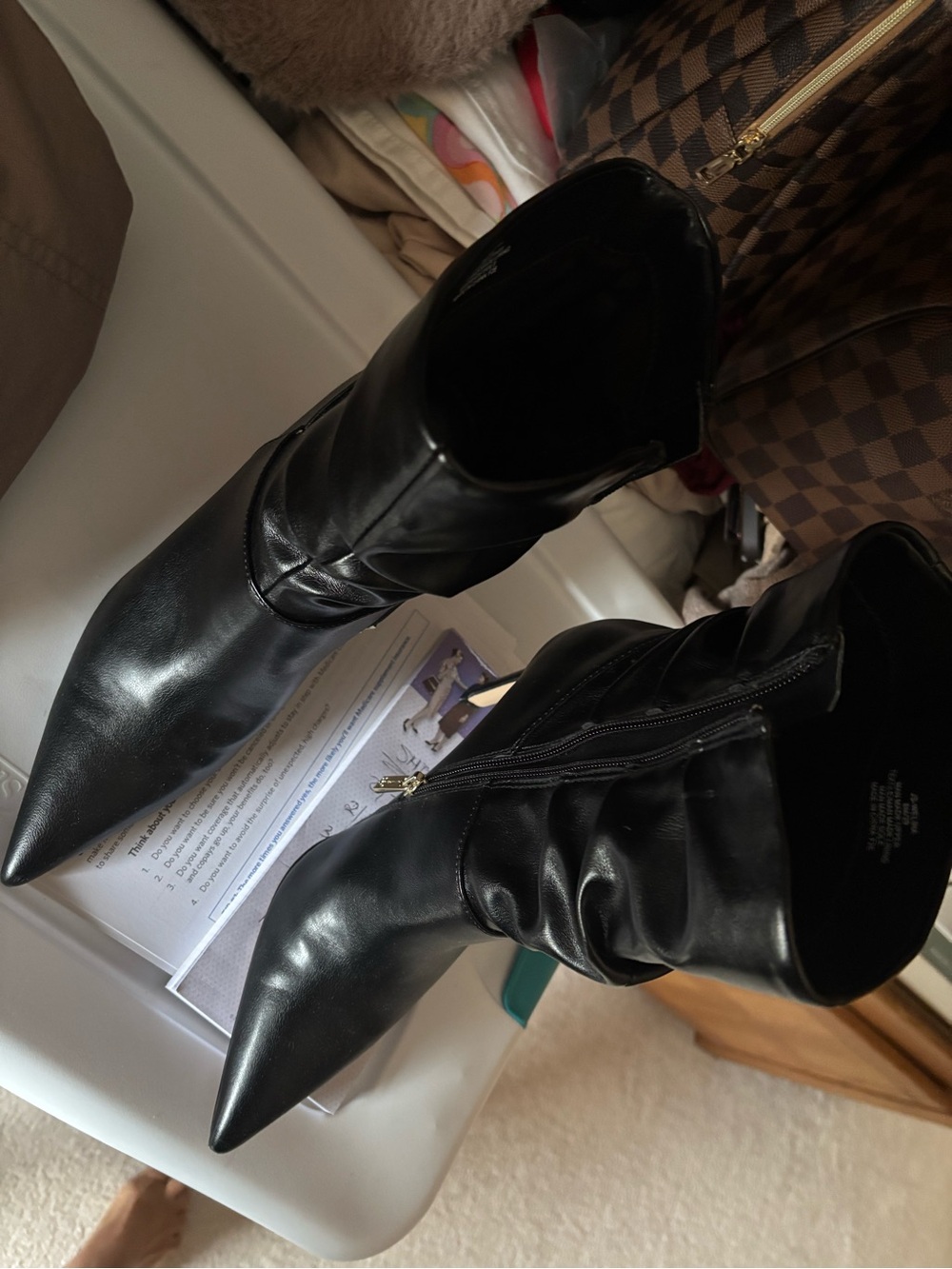 Jessica Simpson Black Pointed Toe Leather Ankle Booties